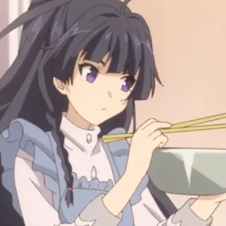 😕 3477a3ee Anime, Gadis, Makanan, Sumpit, Mangkuk, Kartun telegram sticker