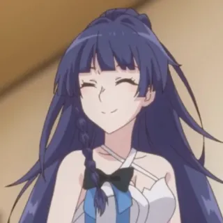 😊 78336df1 anime, gadis, tersenyum, kartun, potret, rambut biru telegram sticker