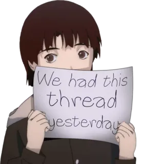 ✂ 2e9a98f8 We had this thread yesterday อนิเมะ, มีม, กระทู้, เมื่อวาน, อินเทอร์เน็ต, ฟอรัม telegram sticker