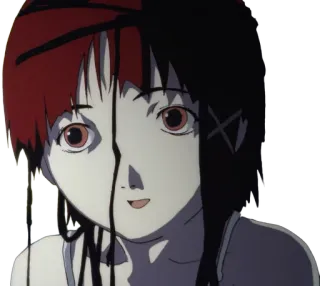 ✂ 428a2820 Lain Iwakura Serial Experiments Lain เลน อิวาคุระ, Serial Experiments Lain, อนิเมะ, ไซเบอร์พังก์, ตัวละคร, มังงะ telegram sticker