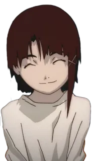 ✂ 9ba45df9 Lain Iwakura Serial Experiments Lain อนิเมะ, ผู้หญิง, ยิ้ม, ตัวละคร, Lain Iwakura, Serial Experiments Lain telegram sticker