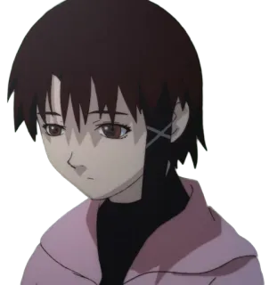 ✂ a9e99f4d Lain Iwakura Serial Experiments Lain อนิเมะ, ผู้หญิง, Lain Iwakura, Serial Experiments Lain, ไซเบอร์พังก์, ตัวละคร telegram sticker