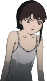 ✂ b74e6119 Lain Iwakura Serial Experiments Lain Lain Iwakura, อนิเมะ, ผู้หญิง, Serial Experiments Lain, แขนกุด, ไซเบอร์พังก์, ตกใจ telegram sticker