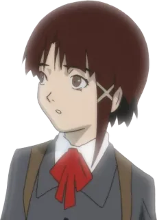 ✂ bf81653e Lain Iwakura Serial Experiments Lain อนิเมะ, เลน อิวะคุระ, Serial Experiments Lain, ไซเบอร์พังก์, ตัวละคร, ผู้หญิง telegram sticker