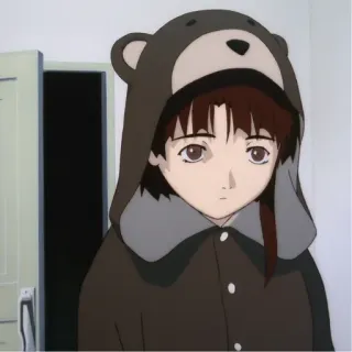 😞 0f71280d Iwakura Lain Serial Experiments Lain Anime, Lain, Iwakura Lain, Serial Experiments Lain, Bärenkostüm, Niedlich, Kawaii telegram sticker