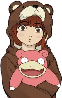 😯 f08ca967 Anime, Mädchen, Bär, Faultier, Süß, Kapuzenpullover telegram sticker