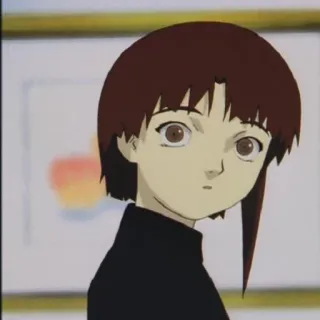 😮 fc6c43db Lain Iwakura Serial Experiments Lain Anime, Cyberpunk, Mädchen, Lain, Serial Experiments Lain, Charakter telegram sticker