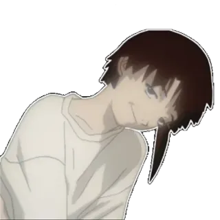 😏 fee21110 Lain Iwakura Serial Experiments Lain Anime, Charakter, Lain Iwakura, Serial Experiments Lain, Mädchen, Lächeln telegram sticker