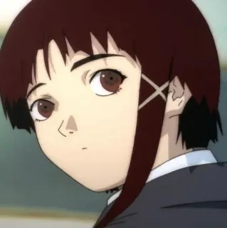 👀 7fb7cec7 Iwakura Lain Serial Experiments Lain Anime, Iwakura Lain, Serial Experiments Lain, Personagem, Garota telegram sticker