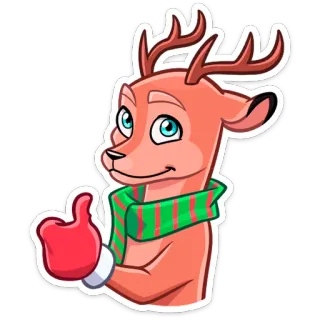 👍 45b97a01 олень, животное, мультик, рождество, зима, шарф, большой палец вверх, милый telegram sticker