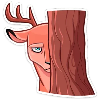 👁 66e9b133 олень, животное, дерево, лес, мультфильм, наклейка, иллюстрация, природа telegram sticker