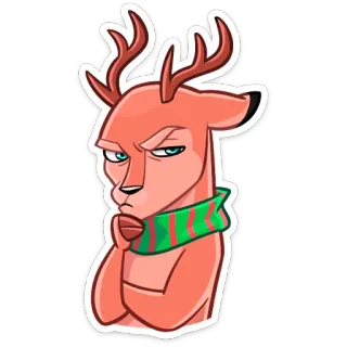 🤔 76afe01a олень, рождество, шарф, мультфильм, зима, праздник, милый telegram sticker