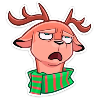 😐 a32e3157 олень, рождество, мультфильм, шарф, праздник, наклейка telegram sticker
