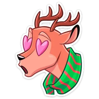 😍 ac9fcfca олень, животное, любовь, сердца, романтика, рога, мультфильм telegram sticker