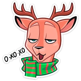 🎅 bb9bfe4c O-XO-XO олень, мультик, животное, шарф, стикер, милый telegram sticker