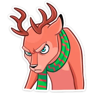 😡 d0053738 олень, рождество, злой, шарф, северный олень, мультфильм telegram sticker