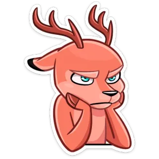 😡 f5348776 олень, животное, мультфильм, скучно, милый, наклейка telegram sticker