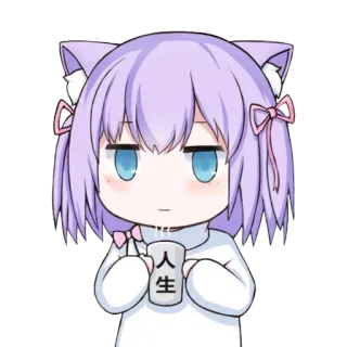 😞 0d5e6a0a 人生 anime, cat ears, chibi, cute, kawaii, manga telegram sticker