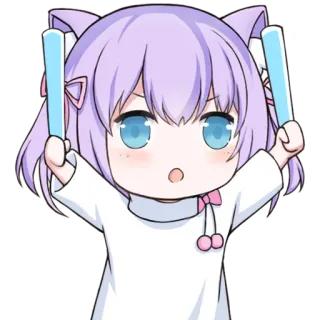 🎉 51787736 anime girl, cute, chibi, kawaii, purple hair, blue eyes, fanart telegram sticker