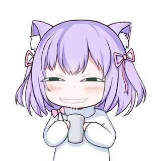 🤪 c641500e anime, cat girl, kawaii, cute, chibi, coffee telegram sticker