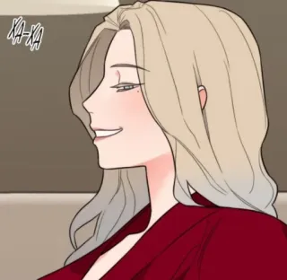 💍 a35fd527 XA-XA ผู้หญิง, ผมบลอนด์, ยิ้มเยาะ, ภาพเหมือน, ตัวละคร, ยิ้ม telegram sticker