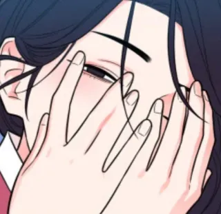 ✨ cdc9597c ผู้หญิง, การ์ตูน, หน้า, ตา, มือ, ซ่อน, เขิน telegram sticker