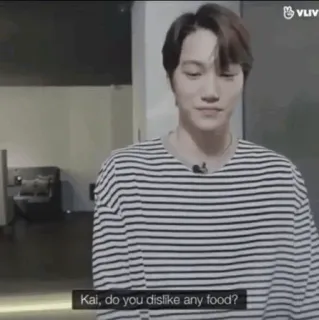 🧷 57255d1b Kai Kai, do you dislike any food? food, question, interview, kpop, exo, idol telegram sticker