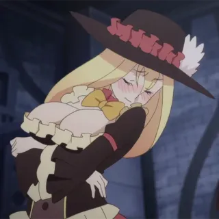 🛡 7027ea5b chica anime, sombrero, pelo rubio, dibujo animado, lindo telegram sticker