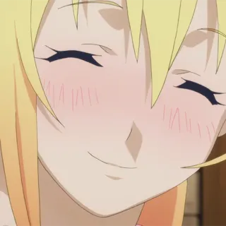 🛡 9a0cdef5 anime, sonriendo, pelo rubio, sonrojado telegram sticker