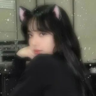 ✨ adee4c0e cat ears, woman, selfie, sparkles, black hair, portrait telegram sticker