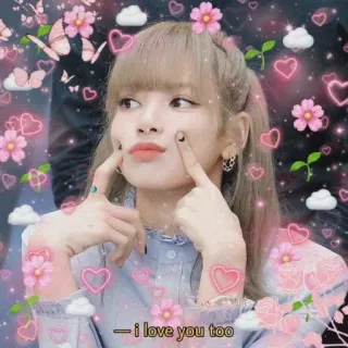 🍉 c310812a I love you too love, heart, flowers, cute, pink, person telegram sticker