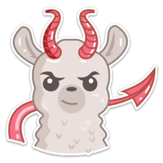 😈 35bfdb08 diavolo, lama, animale, cartone animato, demone, mostro telegram sticker