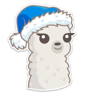 🎅 93f1e2c3 lama, animale, cartone animato, adesivo, carino, inverno, natale, cappello telegram sticker