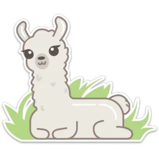 🌿 9c938ec2 lama, animale, carino, erba, adesivo, cartone animato, kawaii telegram sticker
