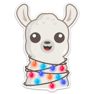 🎄 b85e78f5 lama, luci di natale, festa, carino, animale, adesivo telegram sticker