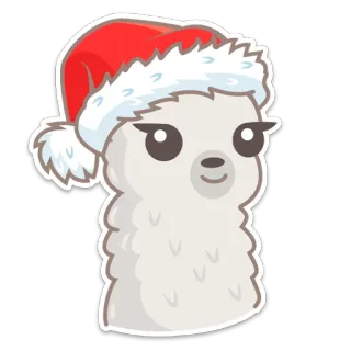 🎅 ddc5f3e9 lama, natale, cappello babbo natale, animale, carino, vacanze telegram sticker