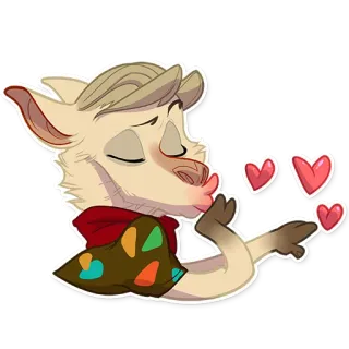 😘 981accde animal, lama, baiser, coeurs, dessin animé, mignon, amour telegram sticker