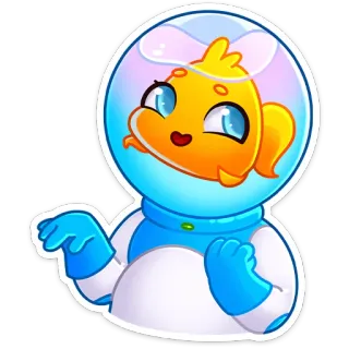 ☺️ 16699fd8 poisson, astronaute, espace, dessin animé, mignon, drôle telegram sticker