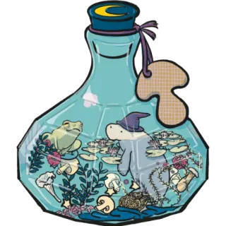 🎃 6e3fceae thuốc, ếch, nấm, phép thuật, chai, phù thủy, ảo mộng, thiên nhiên telegram sticker