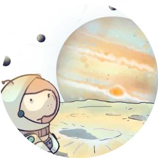 🦅 bcd1e29f phi hành gia, sao mộc, hành tinh, vũ trụ, chó, mặt trăng, khám phá telegram sticker