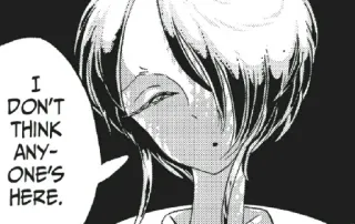 😶 c4199555 I DON'T THINK ANY-ONE'S HERE. 만화, 말풍선, 흑백, 캐릭터, 애니메이션 telegram sticker