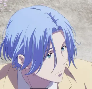 ❄️ cb00db74 Anime-Charakter, blaue Haare, Porträt, Animation telegram sticker