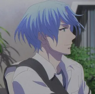 🖤 5bc48243 аниме, персонаж, голубые волосы, мужчина, портрет whatsapp sticker
