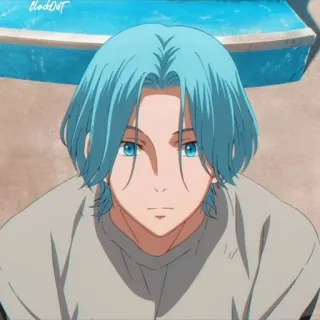 🖤 69607840 Аниме, голубые волосы, персонаж, портрет whatsapp sticker