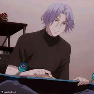 🖤 7dcce8f3 westxrlund аниме, скейтборд, портрет, в помещении, иллюстрация whatsapp sticker