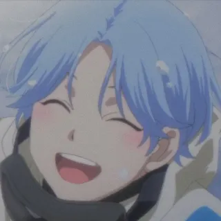 🖤 d8877451 аниме, персонаж, улыбается, снег, весёлый, иллюстрация whatsapp sticker