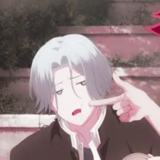 🖤 db82b5cb Аниме, Персонаж, Серые волосы, Пистолет из пальцев whatsapp sticker