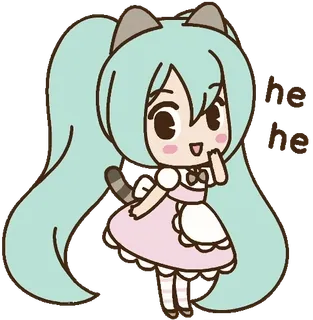😁 009bfdb2 he he anime, chibi, cute, kawaii, cat girl, manga telegram sticker