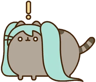 Hatsune Miku x Pusheen :: @line_stickers whatsapp stickers