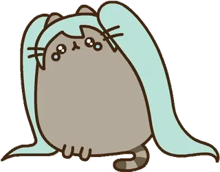 🥺 dca4b848 Hatsune Miku cat, cartoon, anime, kawaii, pusheen, miku, hatsune miku, vocaloid telegram sticker
